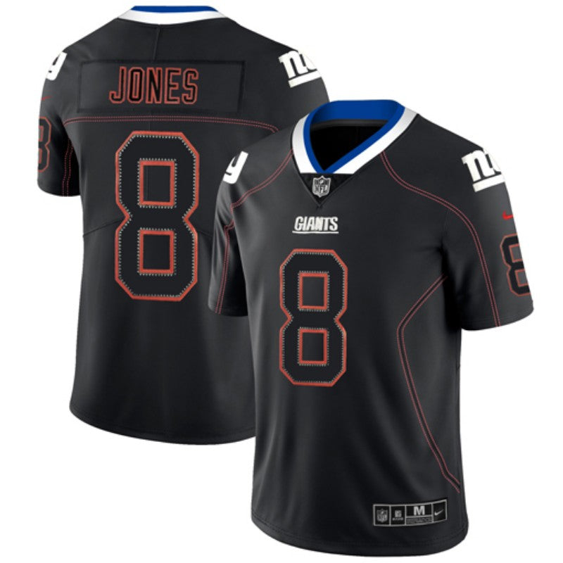 Mens New York Giants #8 Daniel Jones Black Lights Out Color Rush NFL Limited Stitched NFL Jersey