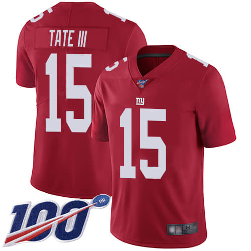 Mens New York Giants #15 Golden Tate III Red 2019 100th Season Vapor Untouchable Limited Stitched NFL Jersey