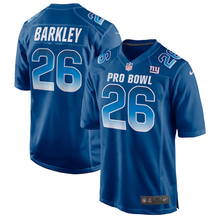 Mens NFC New York Giants #26 Saquon Barkley Royal 2019 Pro Bowl NFL Game Jersey