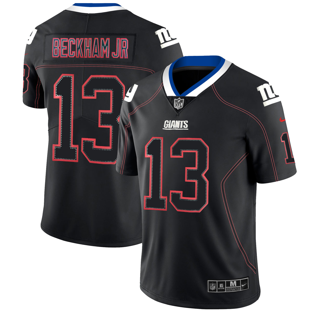 Mens New York Giants #13 Odell Beckham Jr Black 2018 Lights Out Color Rush NFL Limited Jersey