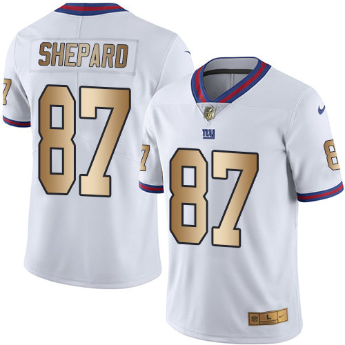 Nike Giants #87 Sterling Shepard White Mens Stitched NFL Limited Gold Rush Jersey