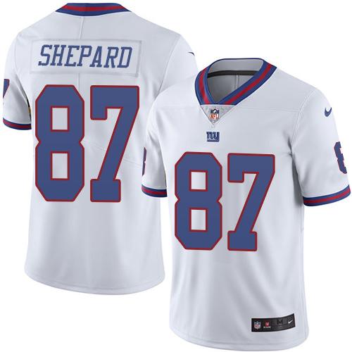 Nike Giants #87 Sterling Shepard White Mens Stitched NFL Limited Rush Jersey