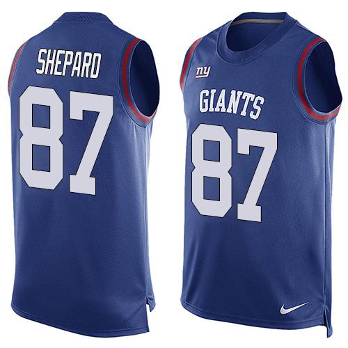 Nike Giants #87 Sterling Shepard Royal Blue Team Color Mens Stitched NFL Limited Tank Top Jersey