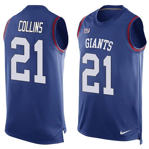 Nike Giants #21 Landon Collins Royal Blue Team Color Mens Stitched NFL Limited Tank Top Jersey