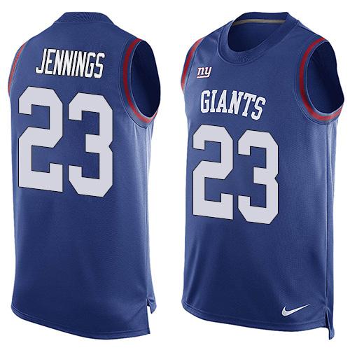 Nike Giants #23 Rashad Jennings Royal Blue Team Color Mens Stitched NFL Limited Tank Top Jersey