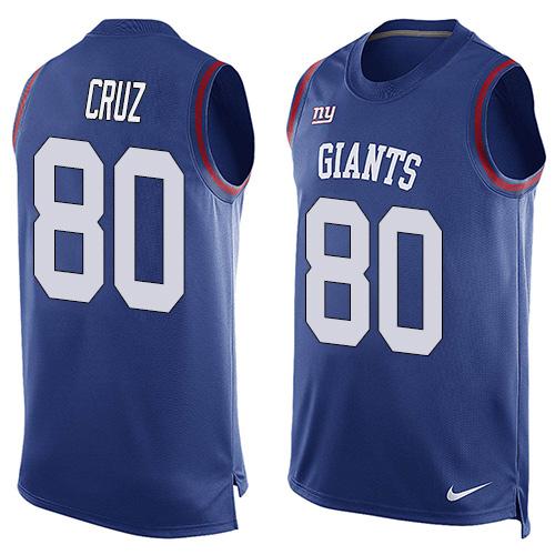Nike Giants #80 Victor Cruz Royal Blue Team Color Mens Stitched NFL Limited Tank Top Jersey