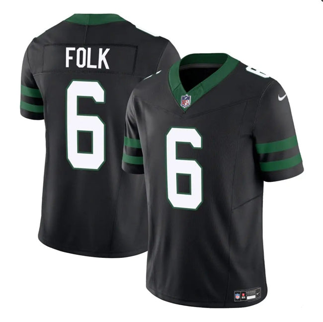 Mens New York Jets #6 Nick Folk Black 2025 FUSE Vapor Untouchable Limited Stitched Jersey