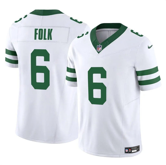 Mens New York Jets #6 Nick Folk White 2025 FUSE Vapor Untouchable Limited Stitched Jersey
