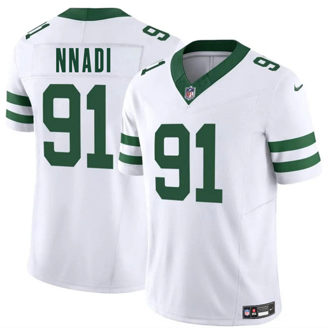 Mens New York Jets #91 Derrick Nnadi White 2025 FUSE Vapor Untouchable Limited Stitched Jersey