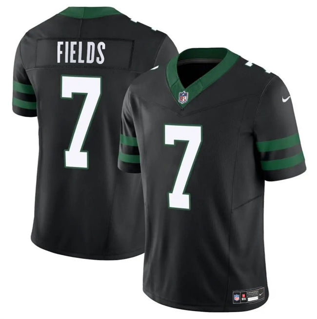 Mens New York Jets #7 Justin Fields Black 2025 FUSE Vapor Untouchable Limited Stitched Jersey