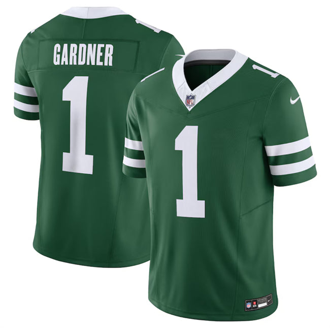 Mens New York Jets #1 Ahmad Sauce Gardner Green 2024 FUSE Vapor Limited Stitched Jersey