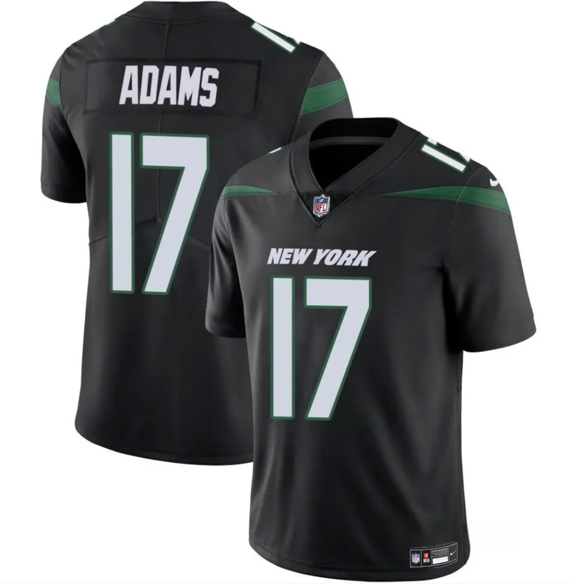 Mens New York Jets #17 Davante Adams Black 2024 Vapor Untouchable Limited Stitched Jersey