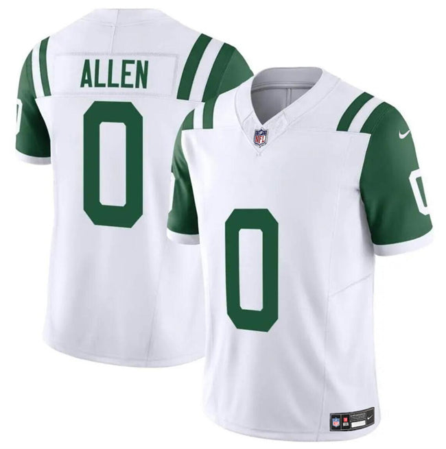 Mens New York Jets #0 Braelon Allen White Classic Alternate Vapor FUSE Limited Stitched Football Jersey