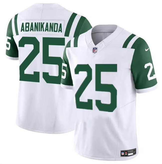 Mens New York Jets #25 Israel Abanikanda White Classic Alternate Vapor FUSE Limited Stitched Football Jersey