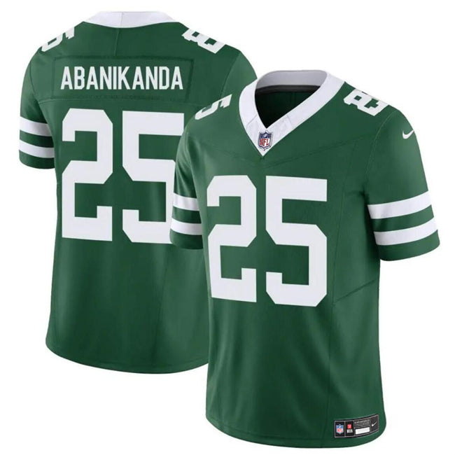 Mens New York Jets #25 Israel Abanikanda Green 2023 FUSE Throwback Limited Stitched Jersey