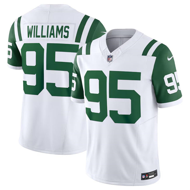 Mens New York Jets #95 Quinnen Williams White Classic Alternate Vapor FUSE Limited Stitched Football Jersey