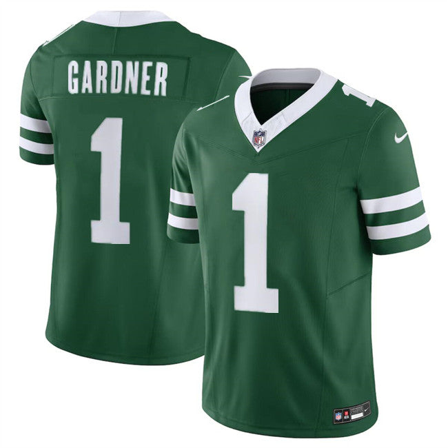 Mens New York Jets #1 Sauce Gardner Green 2024 FUSE Vapor Limited Stitched Jersey