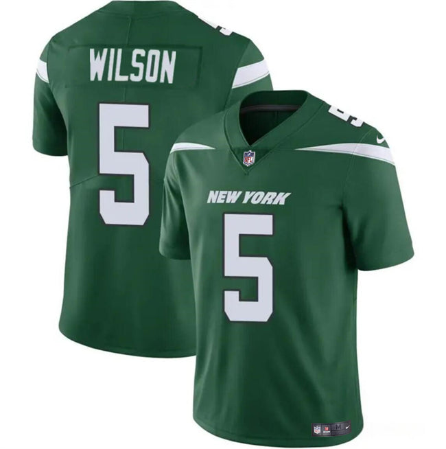 Mens New York Jets #5 Garrett Wilson Green Vapor Untouchable Limited Stitched Jersey