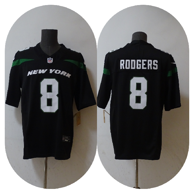 Mens New York Jets #8 Aaron Rodgers 2023 FUSE Black Vapor Untouchable Limited Stitched Jersey