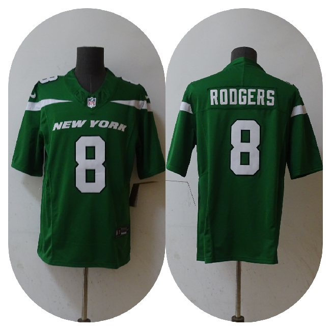 Mens New York Jets #8 Aaron Rodgers 2023 FUSE Green Vapor Untouchable Limited Stitched Jersey