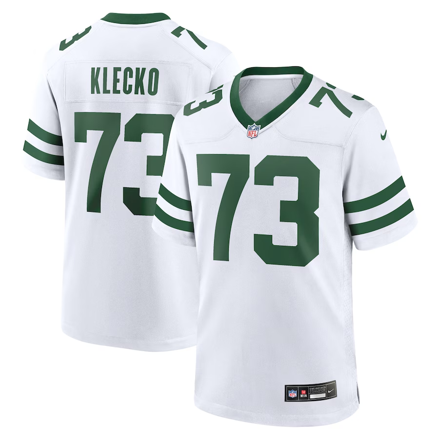 Mens New York Jets #73 Joe Klecko White Throwback Player Stitched Game Jersey