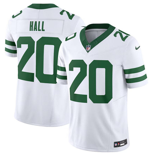 Mens New York Jets #20 Breece Hall White 2023 FUSE Vapor Limited Throwback Stitched Football Jersey
