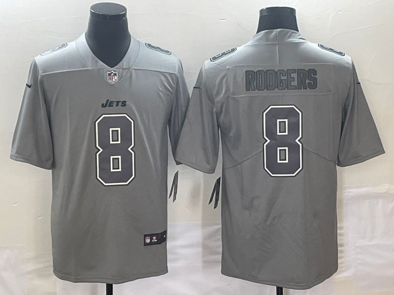 Mens New York Jets #8 Aaron Rodgers Grey Vapor Untouchable Limited Stitched Jersey