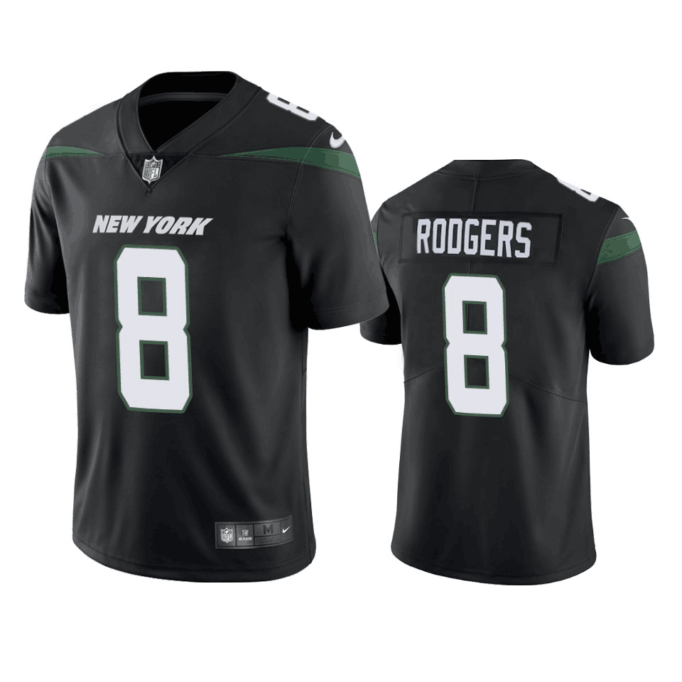 Mens New York Jets #8 Aaron Rodgers Black Vapor Untouchable Limited Stitched Jersey