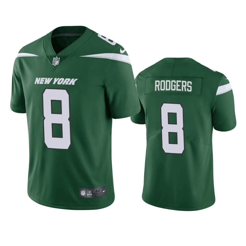 Mens New York Jets #8 Aaron Rodgers Green Vapor Untouchable Limited Stitched Jersey