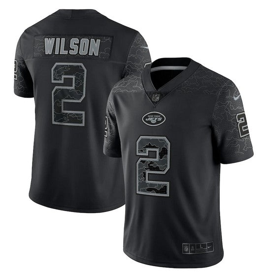 Mens New York Jets #2 Zach Wilson Black Reflective Limited Stitched Football Jersey