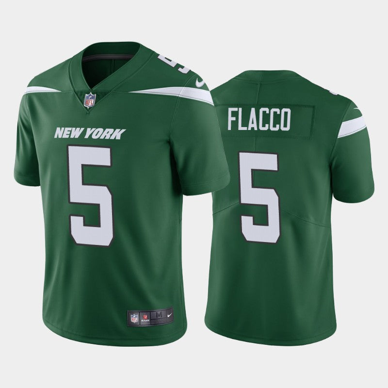 Mens New York Jets #5 Joe Flacco Green Vapor Untouchable Limited Stitched Jersey