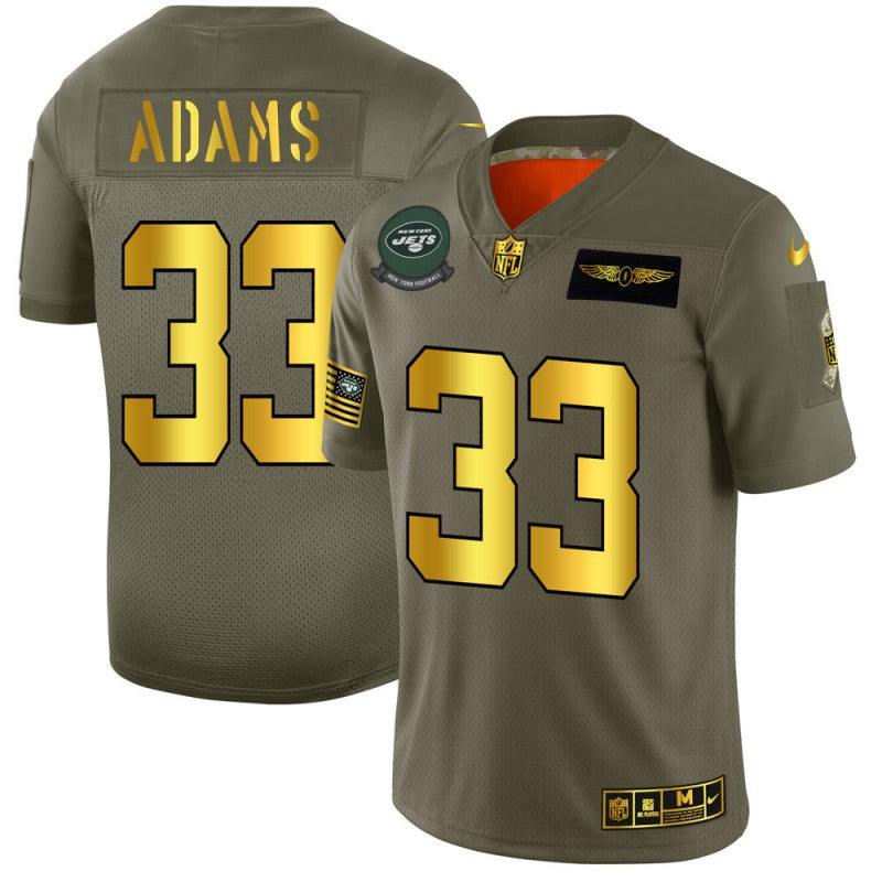 Mens New York Jets #33 Jamal Adams 2019 Olive/Gold Salute To Service Limited Stitched NFL Jersey