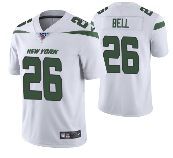 Mens New York Jets #26 LeVeon Bell White 2019 100th Season Vapor Untouchable Limited Stitched NFL Jersey