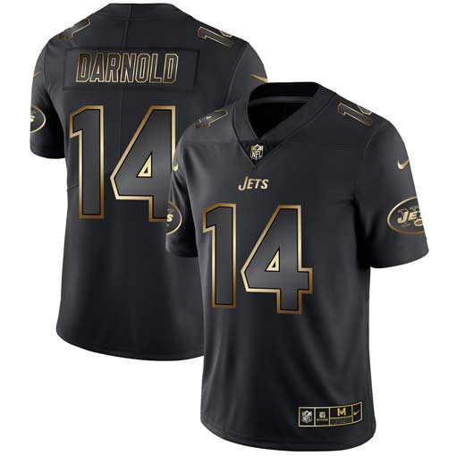 Mens New York Jets #14 Sam Darnold 2019 Black Gold Edition Stitched NFL Jersey