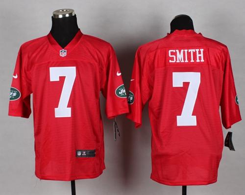 Nike Jets #7 Geno Smith Red Mens Stitched NFL Elite QB Practice Jersey