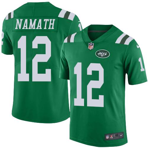 Nike Jets #12 Joe Namath Green Mens Stitched NFL Elite Rush Jersey