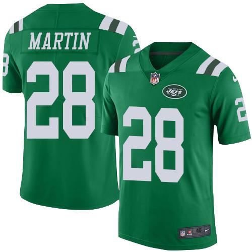 Nike Jets #28 Curtis Martin Green Mens Stitched NFL Elite Rush Jersey