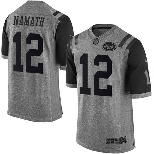 Nike Jets #12 Joe Namath Gray Mens Stitched NFL Limited Gridiron Gray Jersey