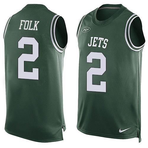 Nike Jets #2 Nick Folk Green Team Color Mens Stitched NFL Limited Tank Top Jersey