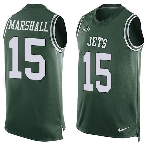 Nike Jets #15 Brandon Marshall Green Team Color Mens Stitched NFL Limited Tank Top Jersey