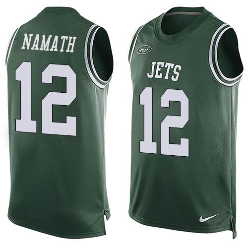 Nike Jets #12 Joe Namath Green Team Color Mens Stitched NFL Limited Tank Top Jersey