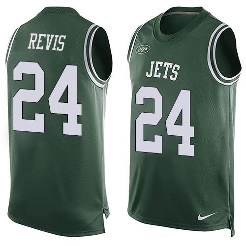 Nike Jets #24 Darrelle Revis Green Team Color Mens Stitched NFL Limited Tank Top Jersey