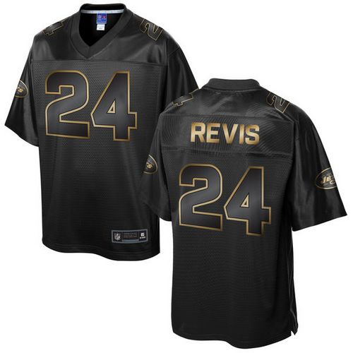Nike Jets #24 Darrelle Revis Pro Line Black Gold Collection Mens Stitched NFL Game Jersey