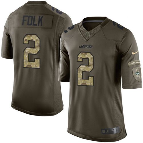 Nike Jets #2 Nick Folk Green Mens Stitched NFL Limited Salute to Service Jersey