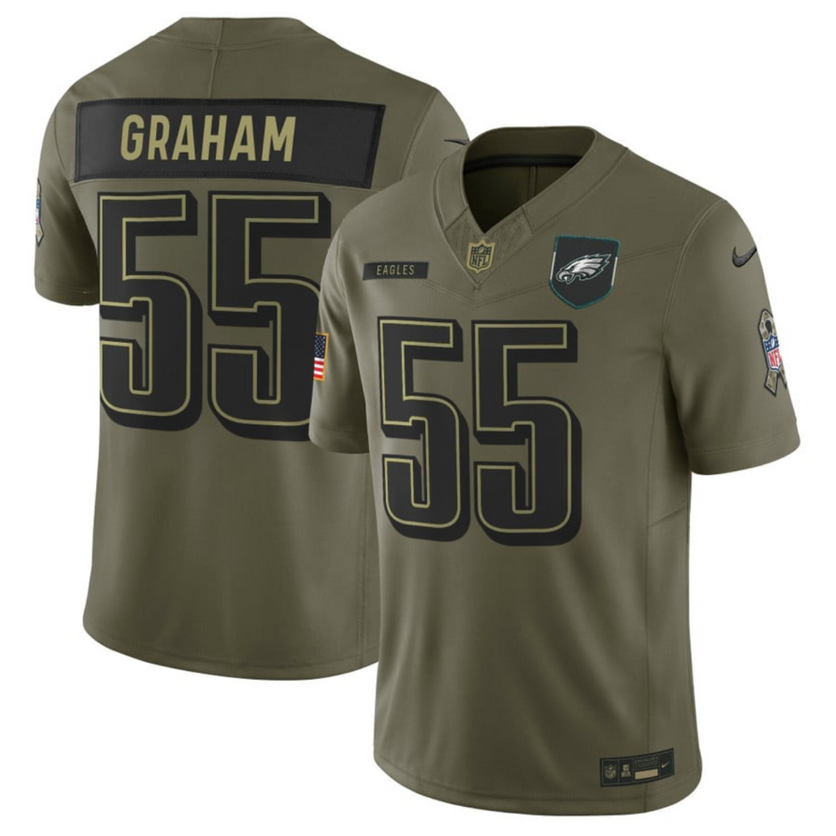 Mens Philadelphia Eagles #55 Brandon Graham Olive 2025 FUSE Salute to Service Limited Stitched Football Jersey