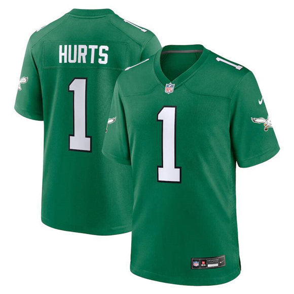 Mens Philadelphia Eagles #1 Jalen Hurts Green Stitched Game Jersey