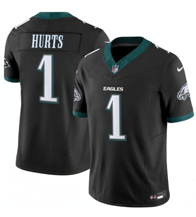 Mens Philadelphia Eagles #1 Jalen Hurts Black 2024 New FUSE Vapor Untouchable Limited Stitched Football Jersey
