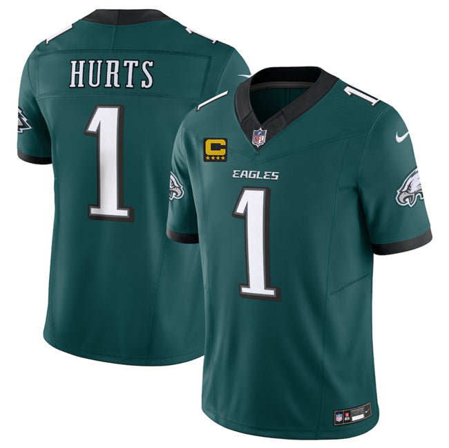 Mens Philadelphia Eagles #1 Jalen Jurts Green 2025 FUSE With 4-Star C Patch Vapor Untouchable Limited Stitched Football Jersey