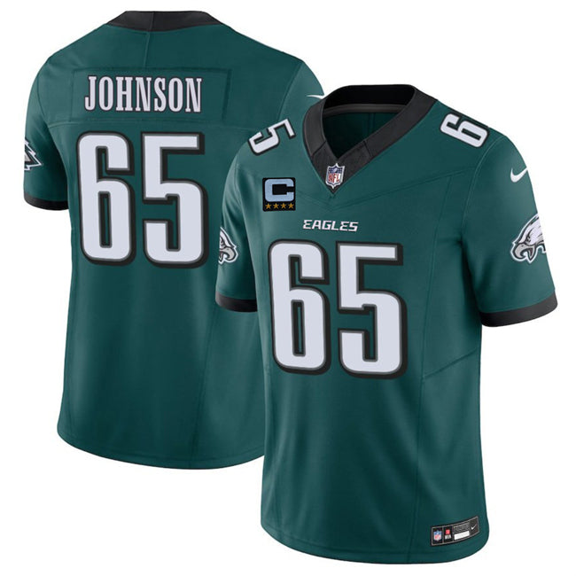 Mens Philadelphia Eagles #65 Lane Johnson Green 2025 FUSE With 4-Star C Patch Vapor Untouchable Limited Stitched Football Jersey