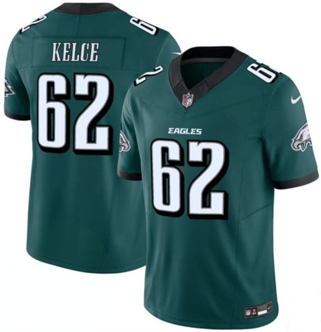 Mens Philadelphia Eagles #62 Jason Kelce Green 2024 FUSE Vapor Untouchable Limited Throwback Stitched Football Jersey